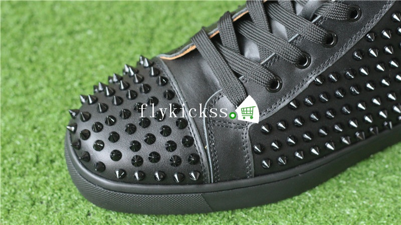 Super High End Christian Louboutin Flat Sneaker High Top Black Leather